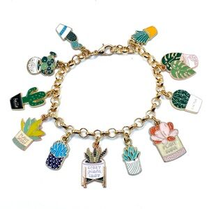 Crazy Plant Lady Charm Bracelet Gold